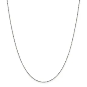 0.9mm Rhodium Plated Sterling Silver Solid Box Chain Necklace