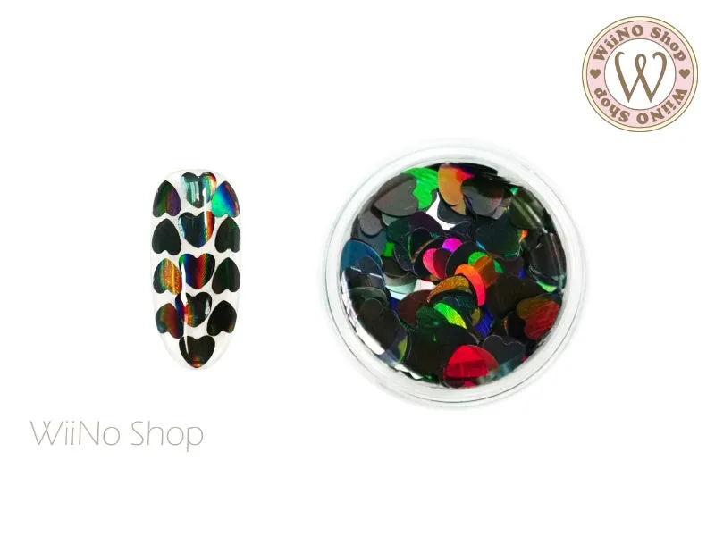 4mm Black Holographic Heart Glitter