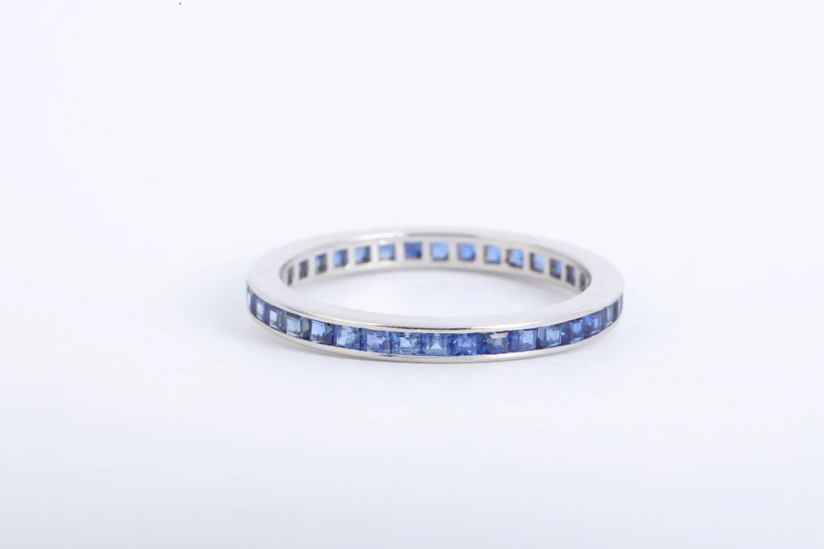 950 Platinum 0.38tcw Sapphire Eternity Band Ring Size 7.5 (2.47g.)