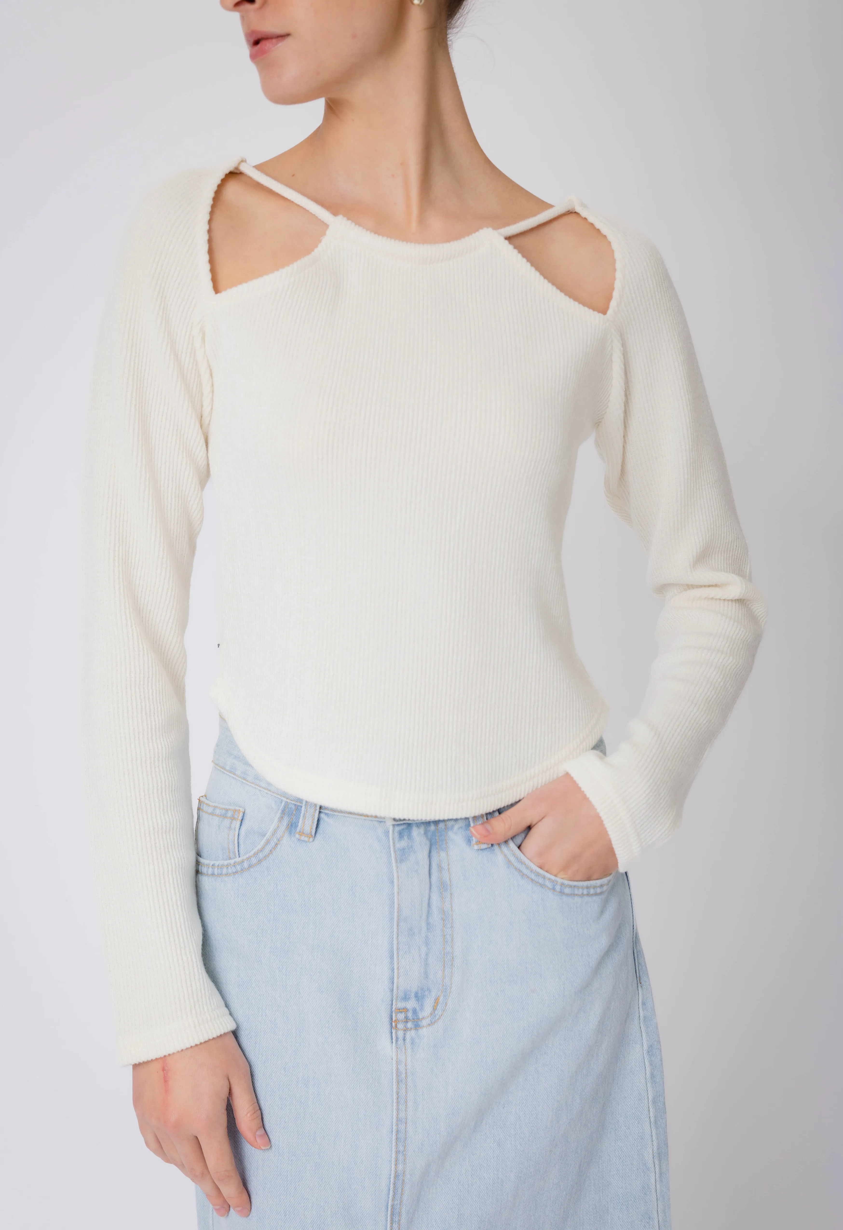 Amelina Tie Long Sleeve In Cream