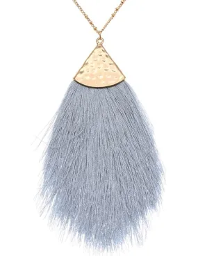 Baby Blue Tassle Long Fashion Necklace