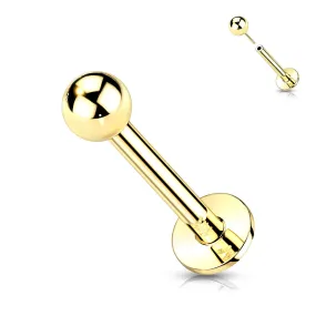 Ball Earring in 14K Yellow Gold. Threadless Push-In Earring