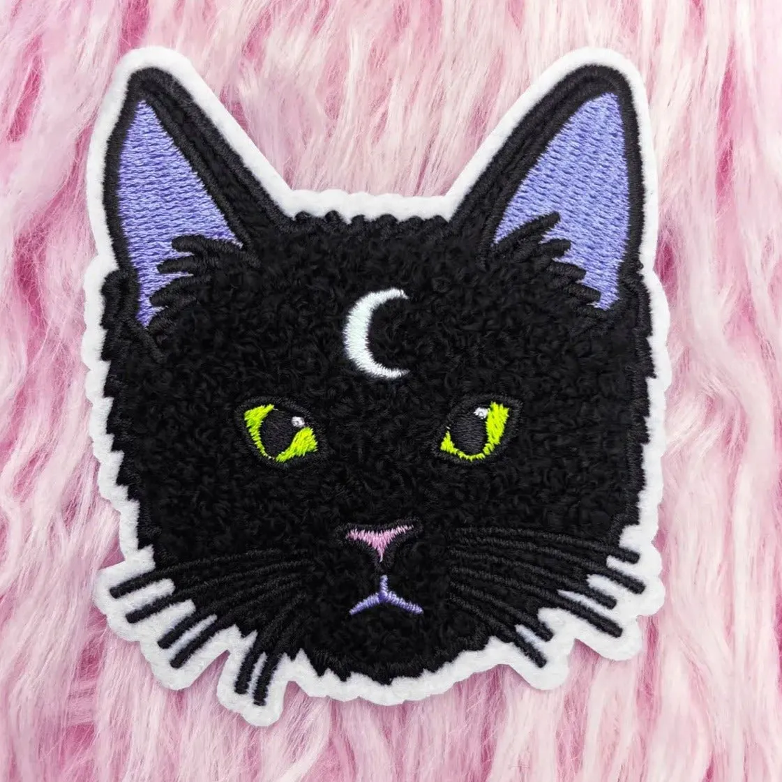 Band of Weirdos | Fuzzy Moon Cat Iron On Patch