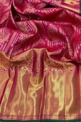 Beautiful Pink Handloom Kanjeevaram Silk Saree