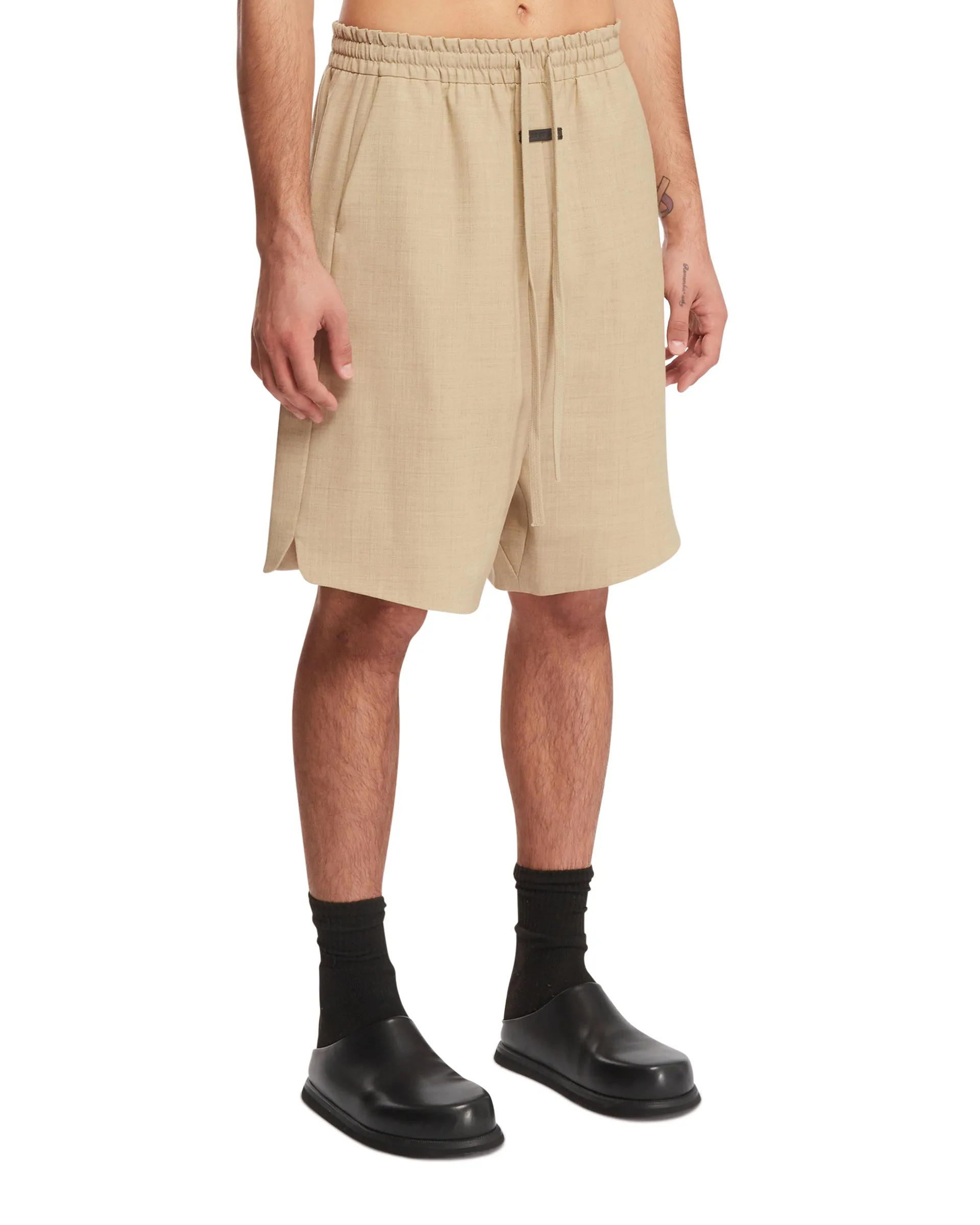 Beige Wool Shorts