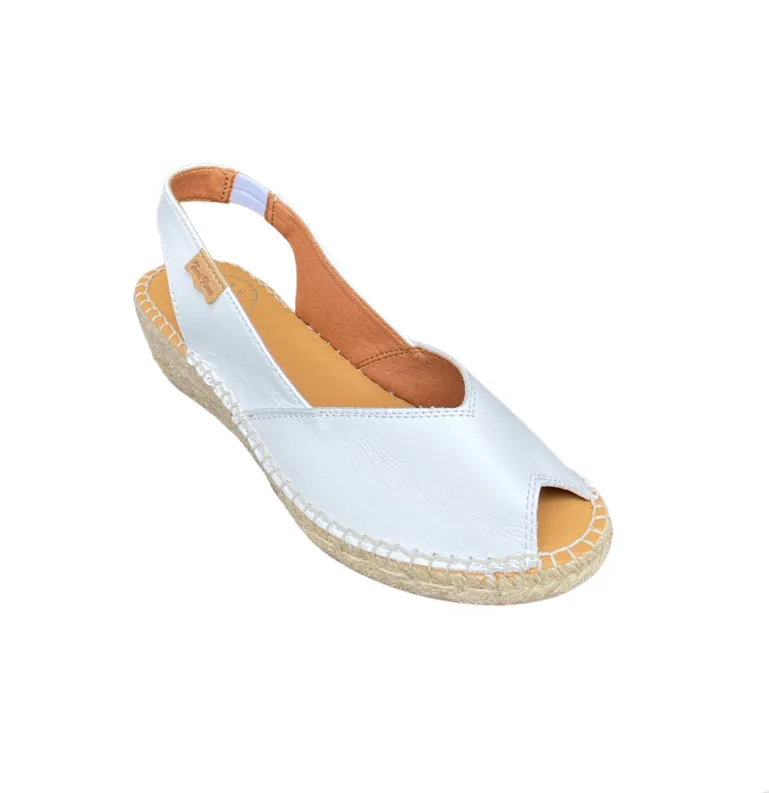 Bernia White Leather  Espadrille