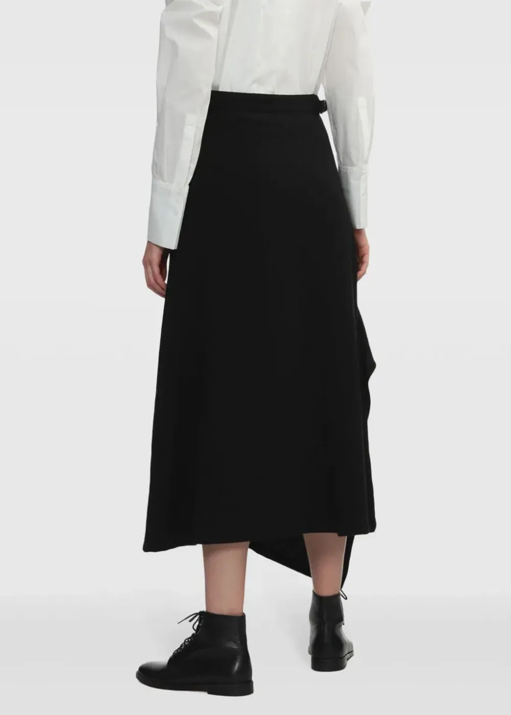 Black Draped Midi Skirt