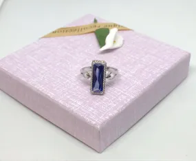 Blue Saphire CZ American real silver ring