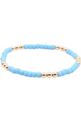 Blue Sections with Gold Filled 4mm Beaded bracelet