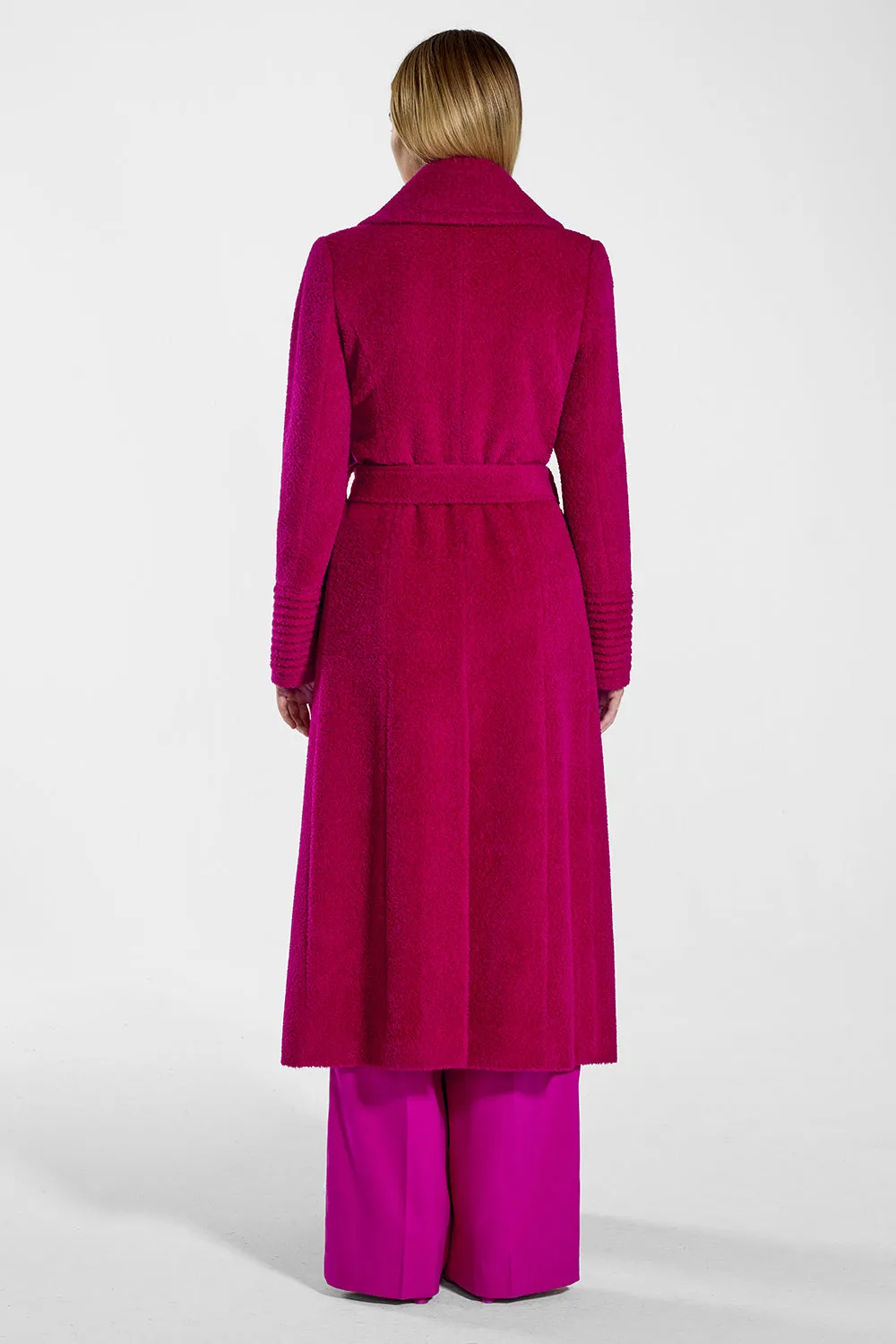 Bouclé Alpaca Long Notched Collar Wrap Coat