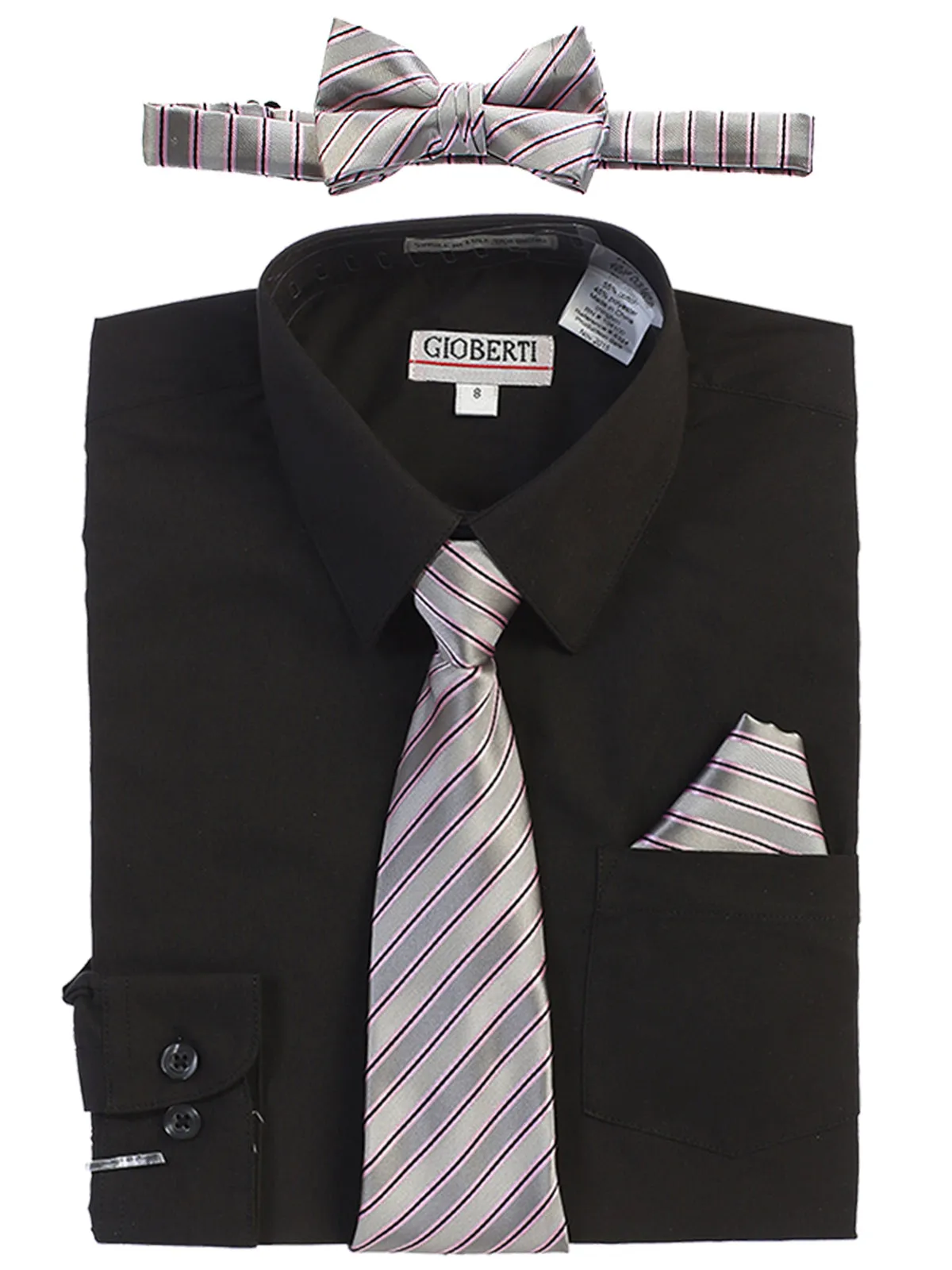 Boy's (8-18) Shirt w/ Stripe Tie Set