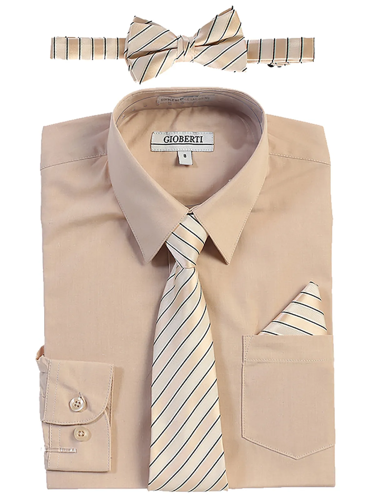 Boy's (8-18) Shirt w/ Stripe Tie Set