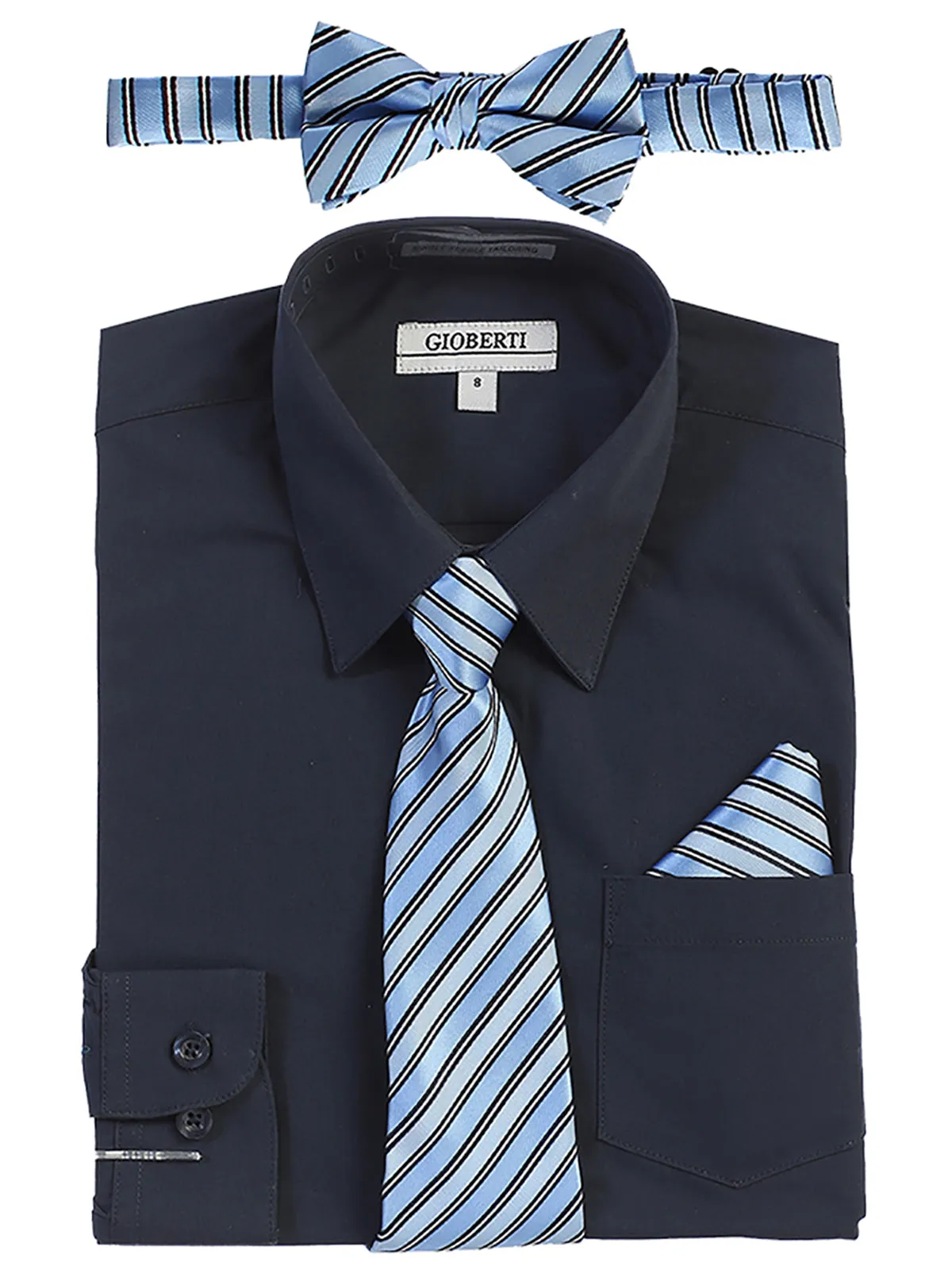 Boy's (8-18) Shirt w/ Stripe Tie Set