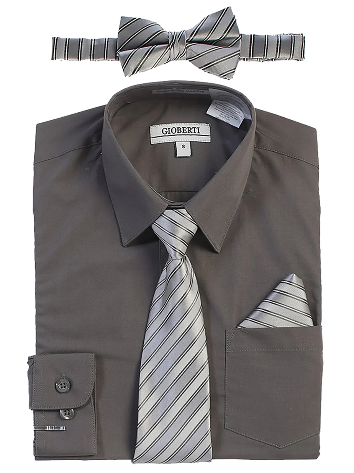 Boy's (8-18) Shirt w/ Stripe Tie Set