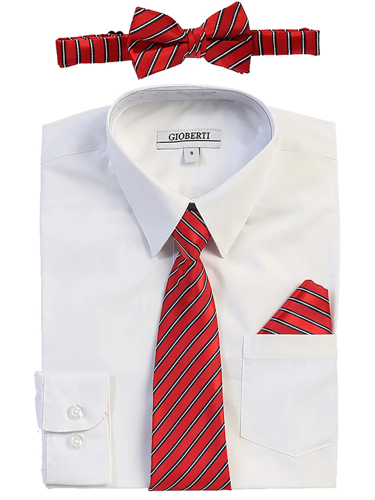 Boy's (8-18) Shirt w/ Stripe Tie Set