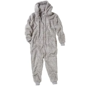 Boys Fluffy Grey Fleece Onesie