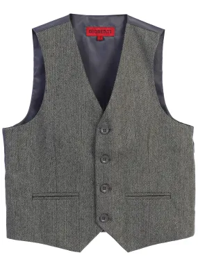 Boy's Tweed Herringbone Vest