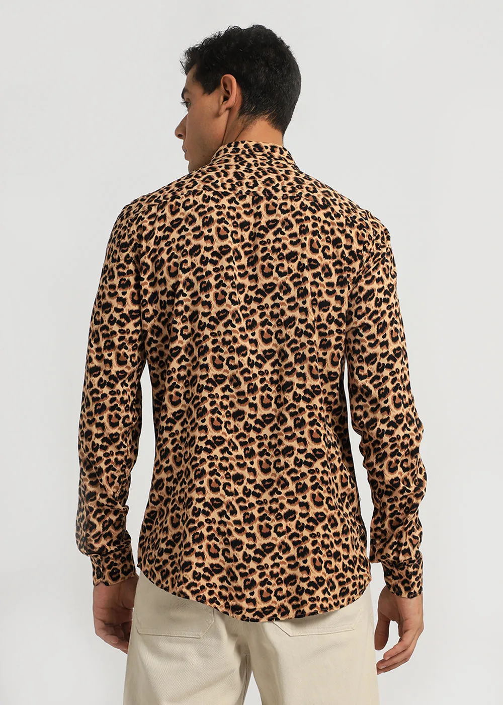 Brown Panthera Print Full sleeve shirt