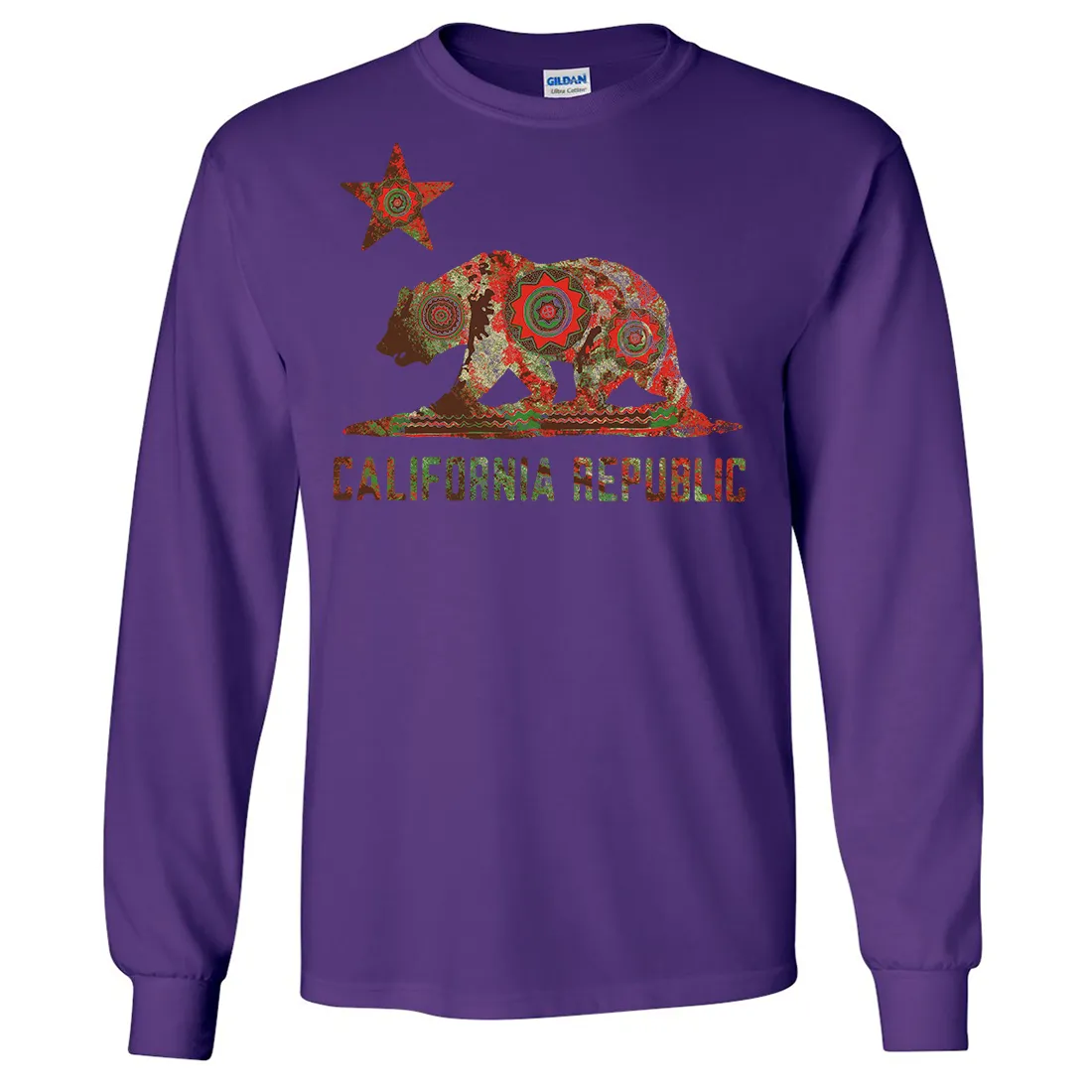 California Chumash Mandala Bear Long Sleeve Shirt