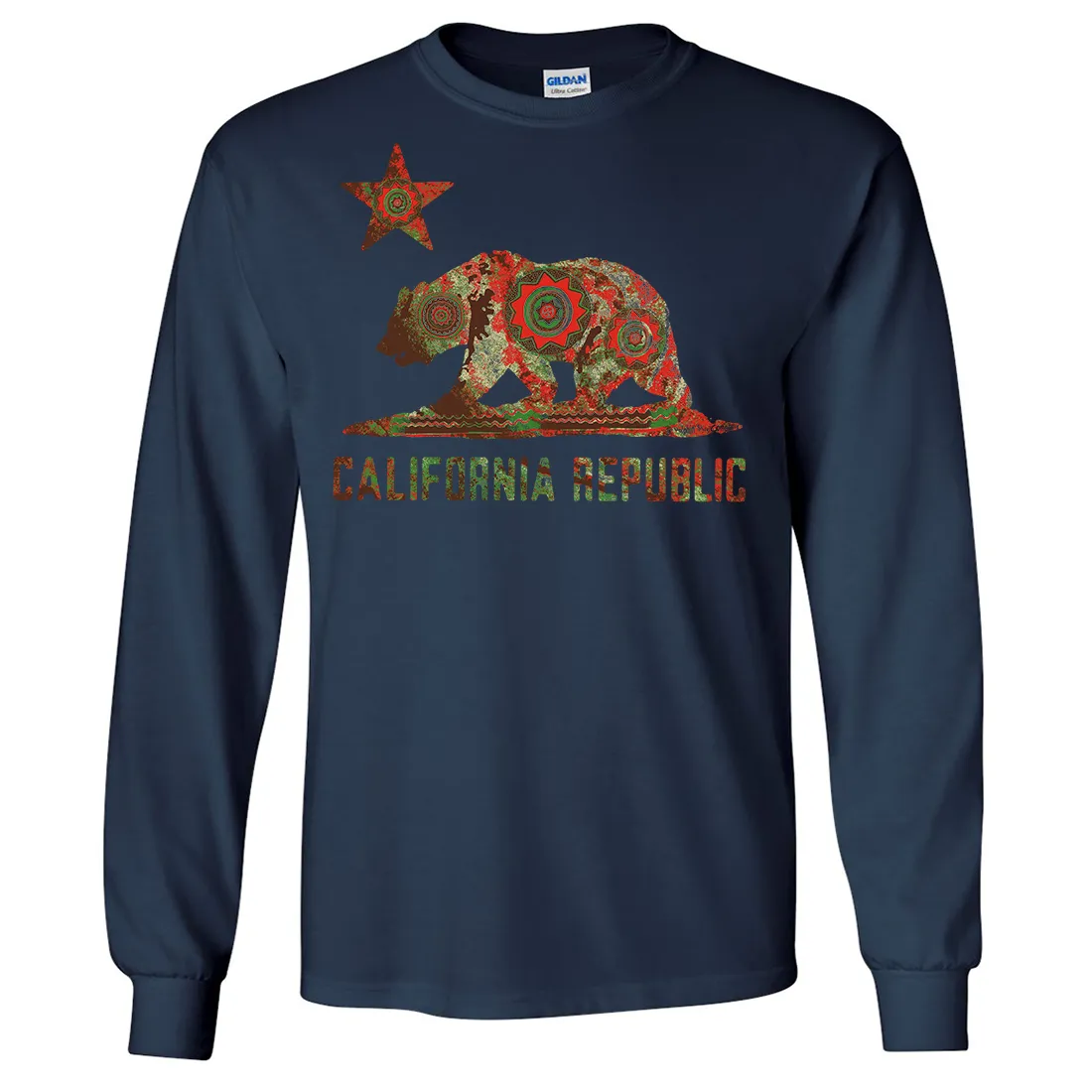 California Chumash Mandala Bear Long Sleeve Shirt