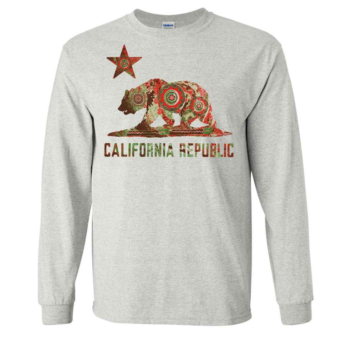 California Chumash Mandala Bear Long Sleeve Shirt