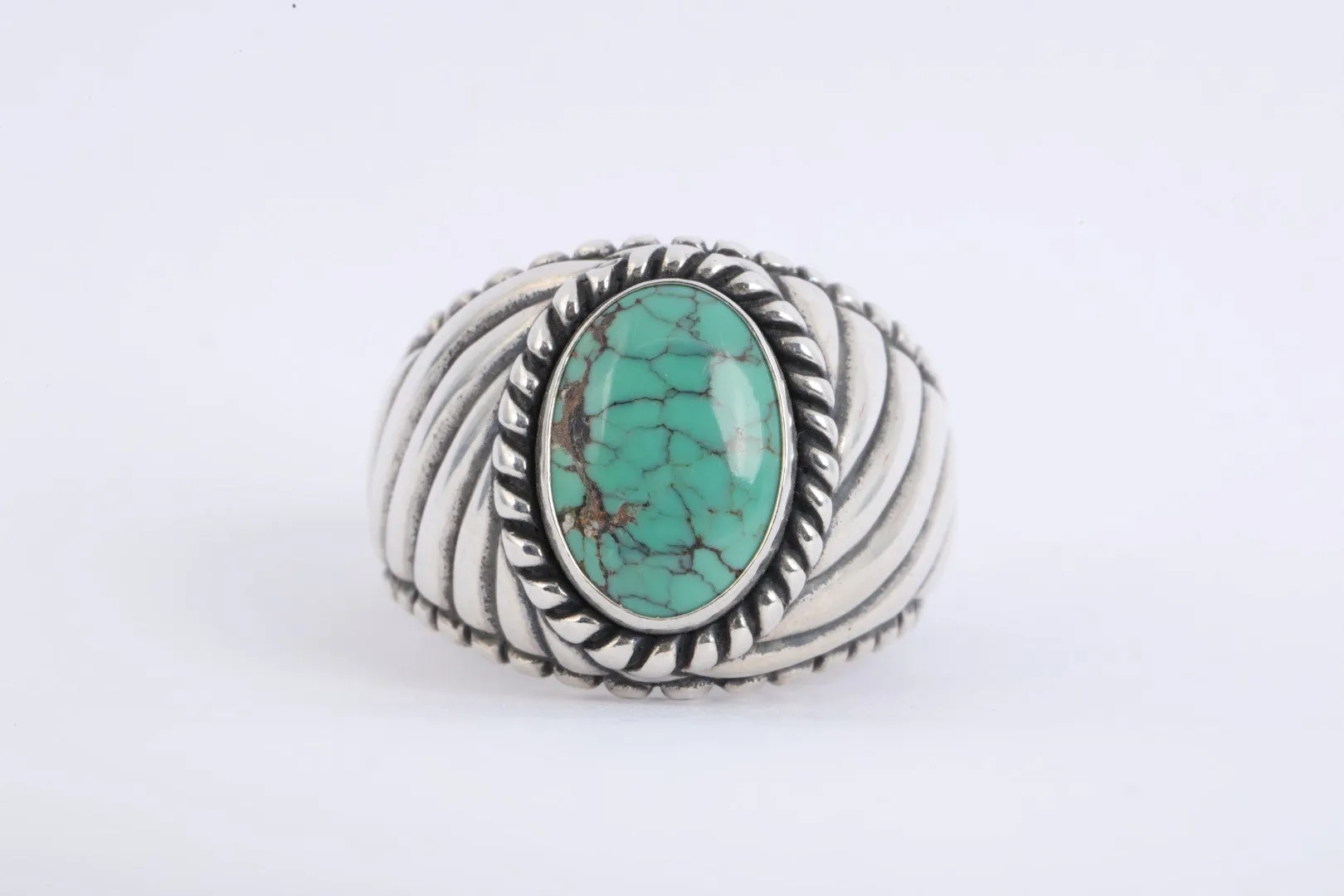 Carolyn Pollack 925 Silver Turquoise Wide Band Ring Size 10 (14.61g.)