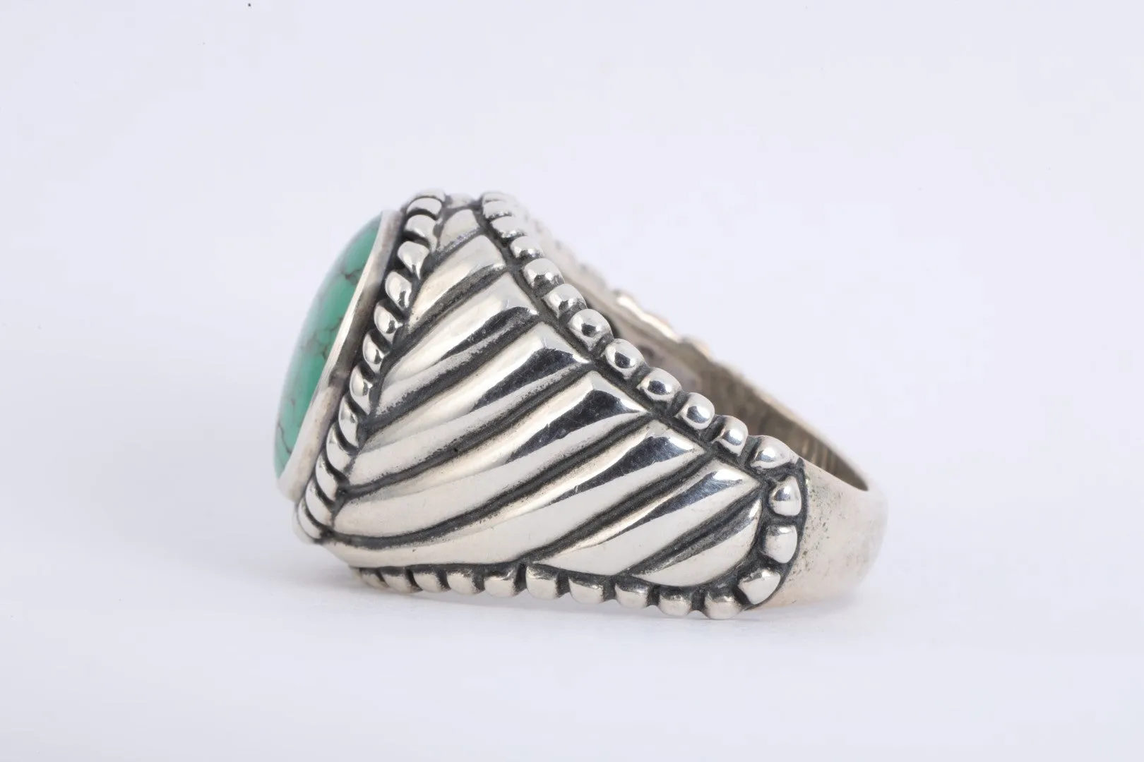 Carolyn Pollack 925 Silver Turquoise Wide Band Ring Size 10 (14.61g.)