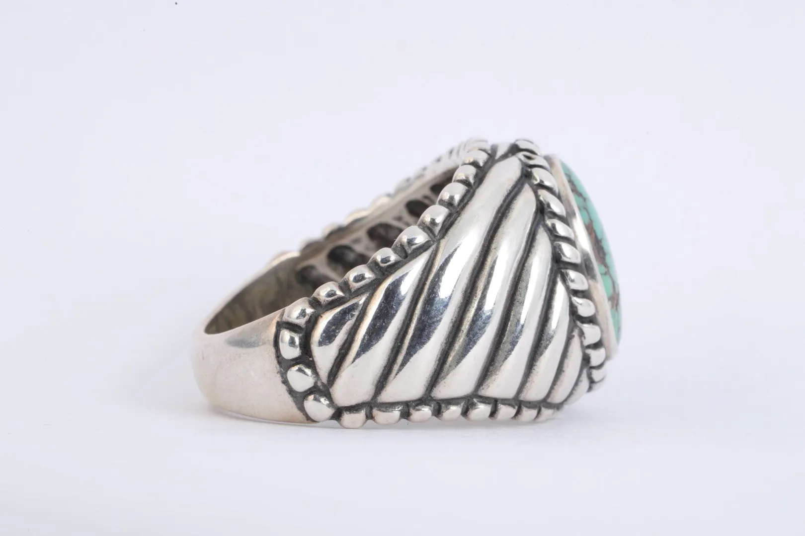 Carolyn Pollack 925 Silver Turquoise Wide Band Ring Size 10 (14.61g.)