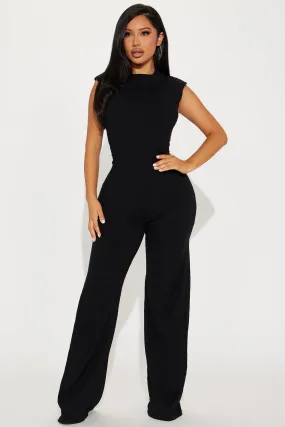 Celeste Stretch Linen Jumpsuit - Black