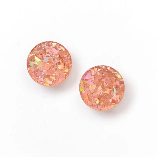 Circle Stud Earrings - Pink