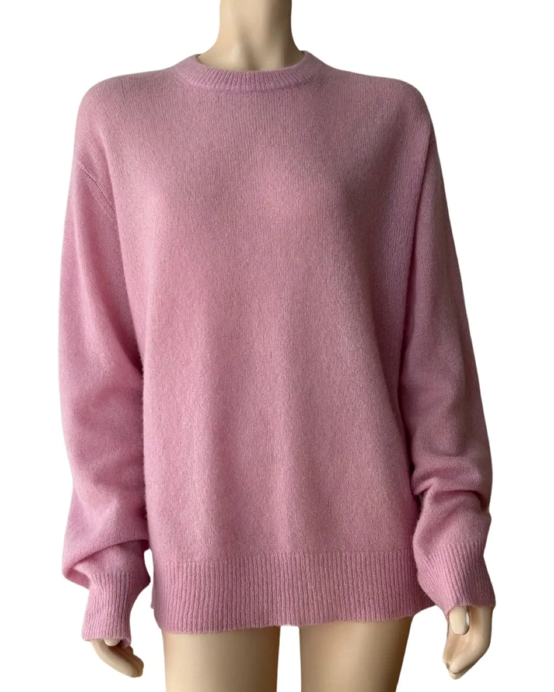 Cloud cashmere and silk essential crew neck sweater in pink