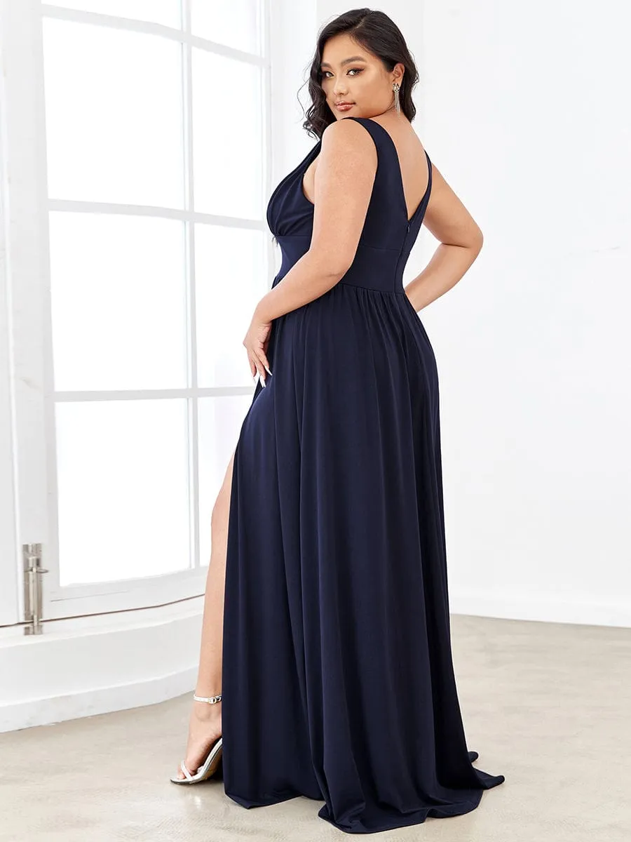 Custom Size Deep V-Neck Empire Waist Sleeveless Simple Evening Dress