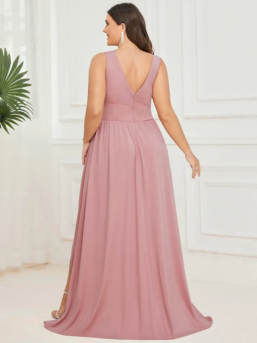 Custom Size Deep V-Neck Empire Waist Sleeveless Simple Evening Dress