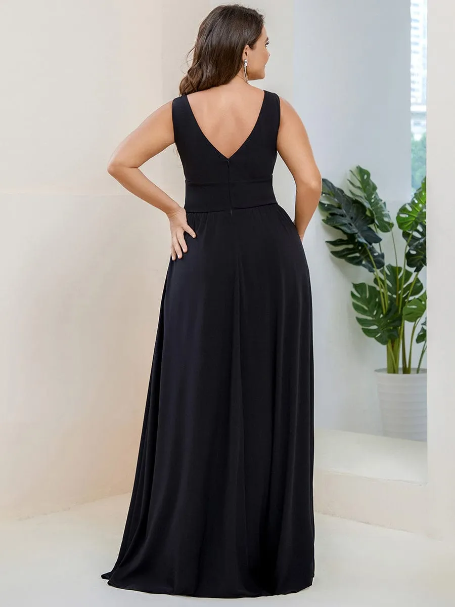 Custom Size Deep V-Neck Empire Waist Sleeveless Simple Evening Dress