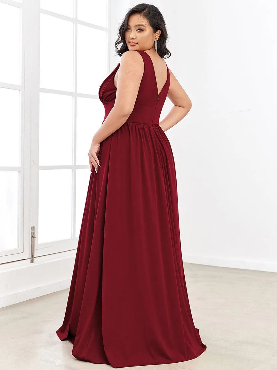 Custom Size Deep V-Neck Empire Waist Sleeveless Simple Evening Dress