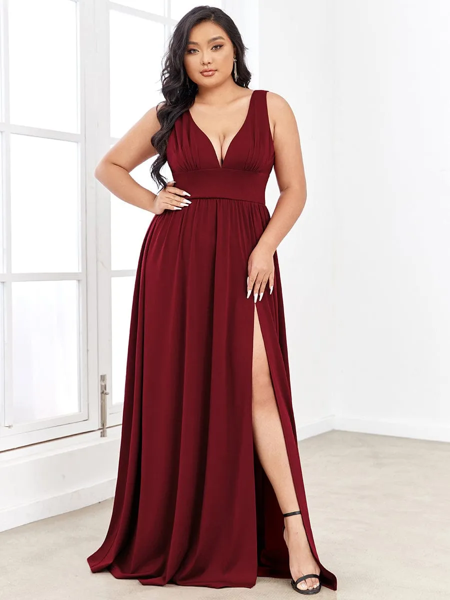 Custom Size Deep V-Neck Empire Waist Sleeveless Simple Evening Dress