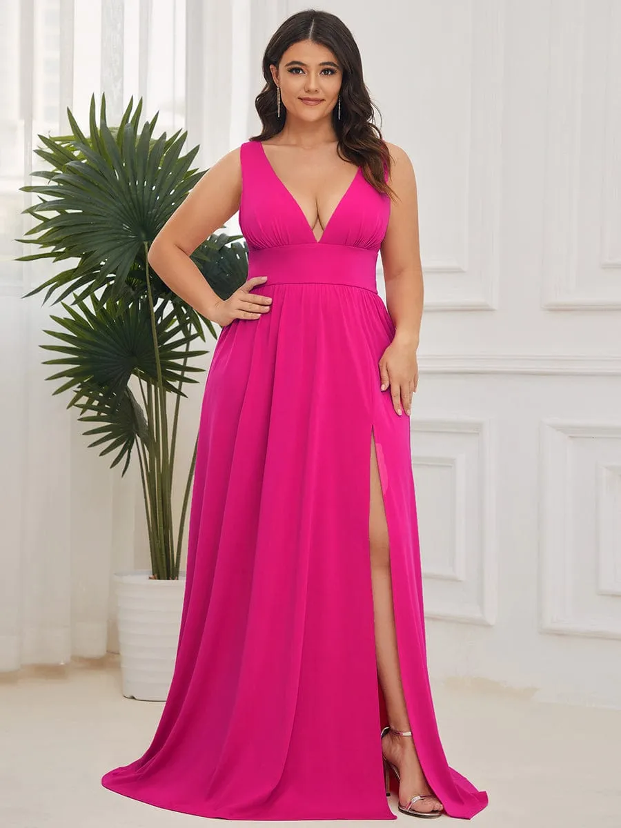 Custom Size Deep V-Neck Empire Waist Sleeveless Simple Evening Dress