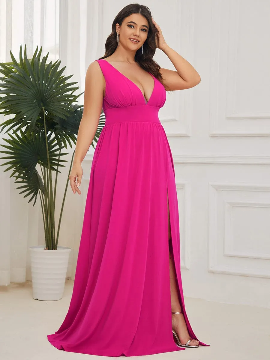 Custom Size Deep V-Neck Empire Waist Sleeveless Simple Evening Dress