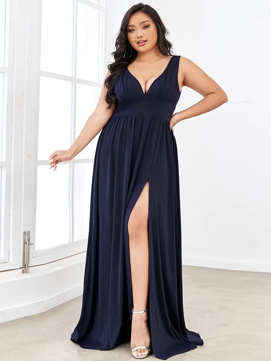 Custom Size Deep V-Neck Empire Waist Sleeveless Simple Evening Dress