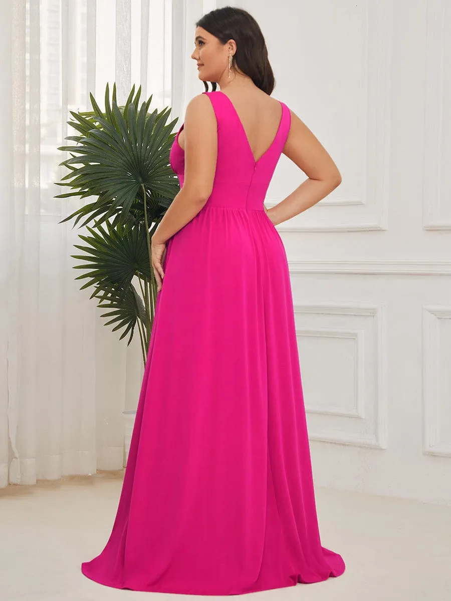 Custom Size Deep V-Neck Empire Waist Sleeveless Simple Evening Dress