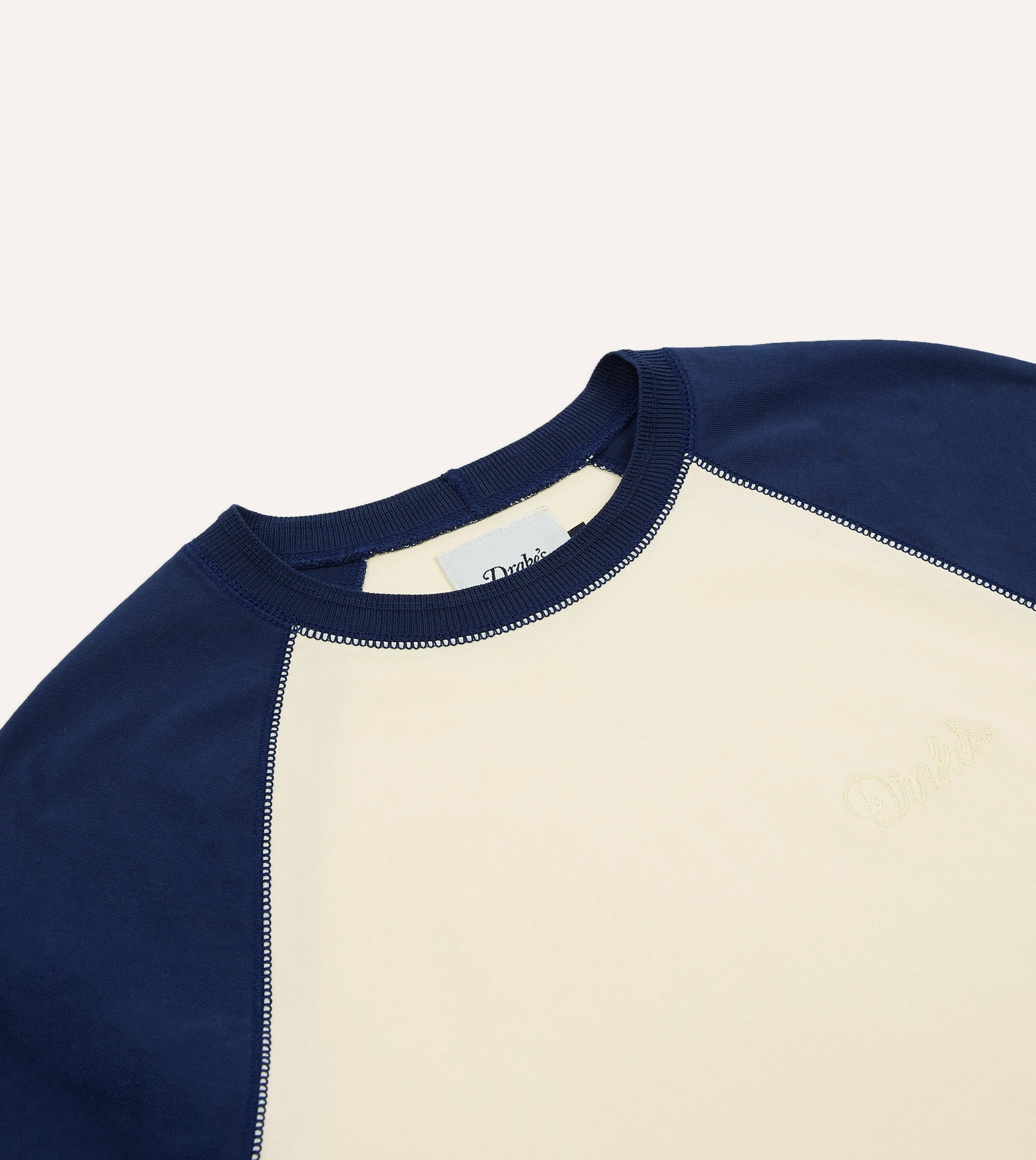 Ecru and Navy Raglan Sleeve Hiking T-Shirt