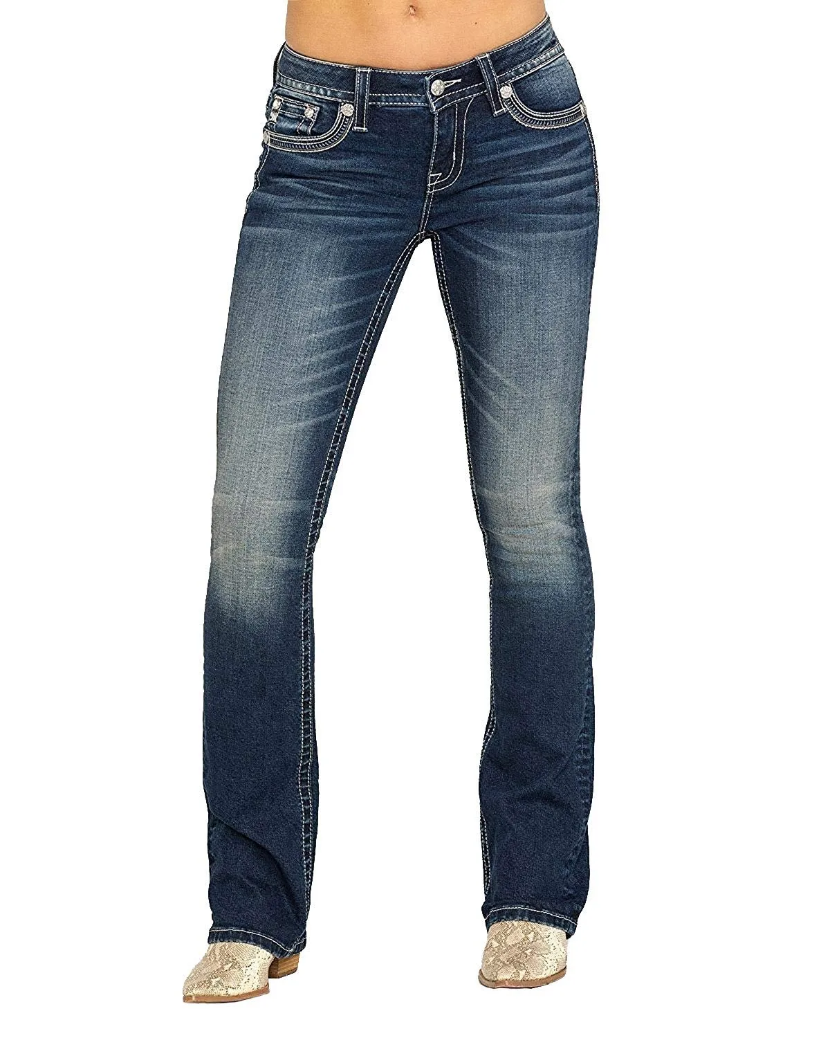 Embellished Crescent Moon Dream Catcher Bootcut Jeans