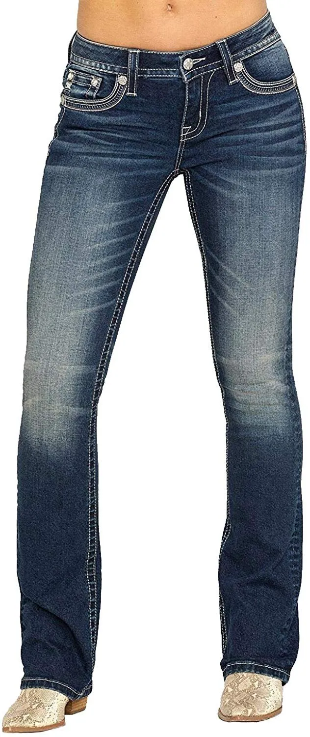 Embellished Crescent Moon Dream Catcher Bootcut Jeans