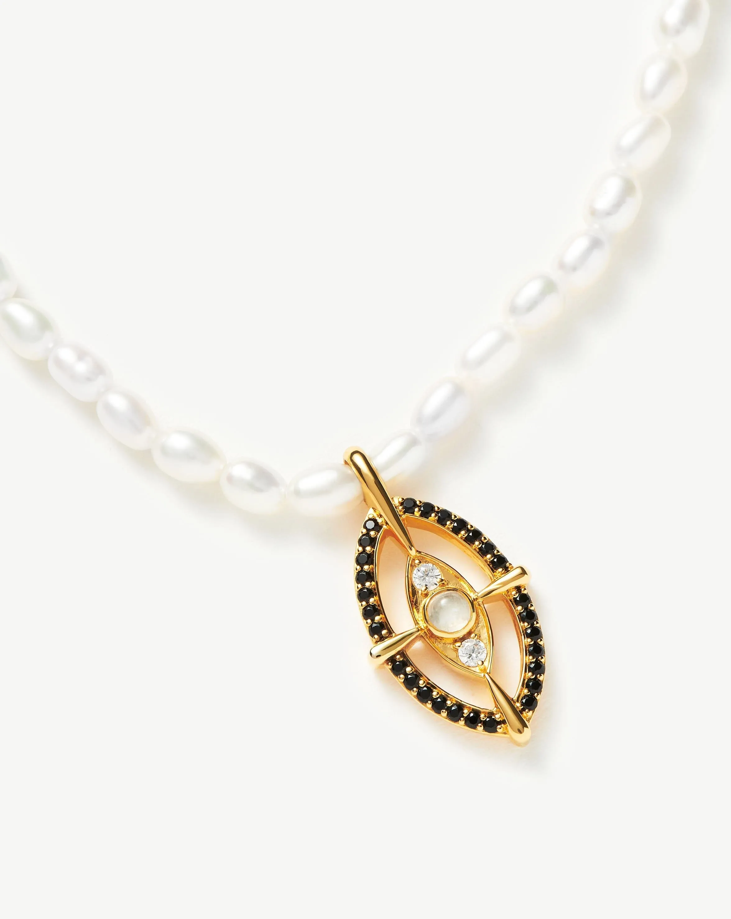 Evil Eye Amulet Pearl Pendant Necklace