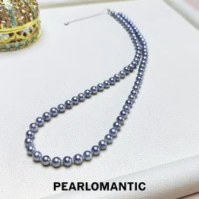 【Fine Jewelry】Rare Natural Akoya Madama Color Small Size Necklace 5-5.5mm w/ 18k White Gold Adjustable Tail Chain