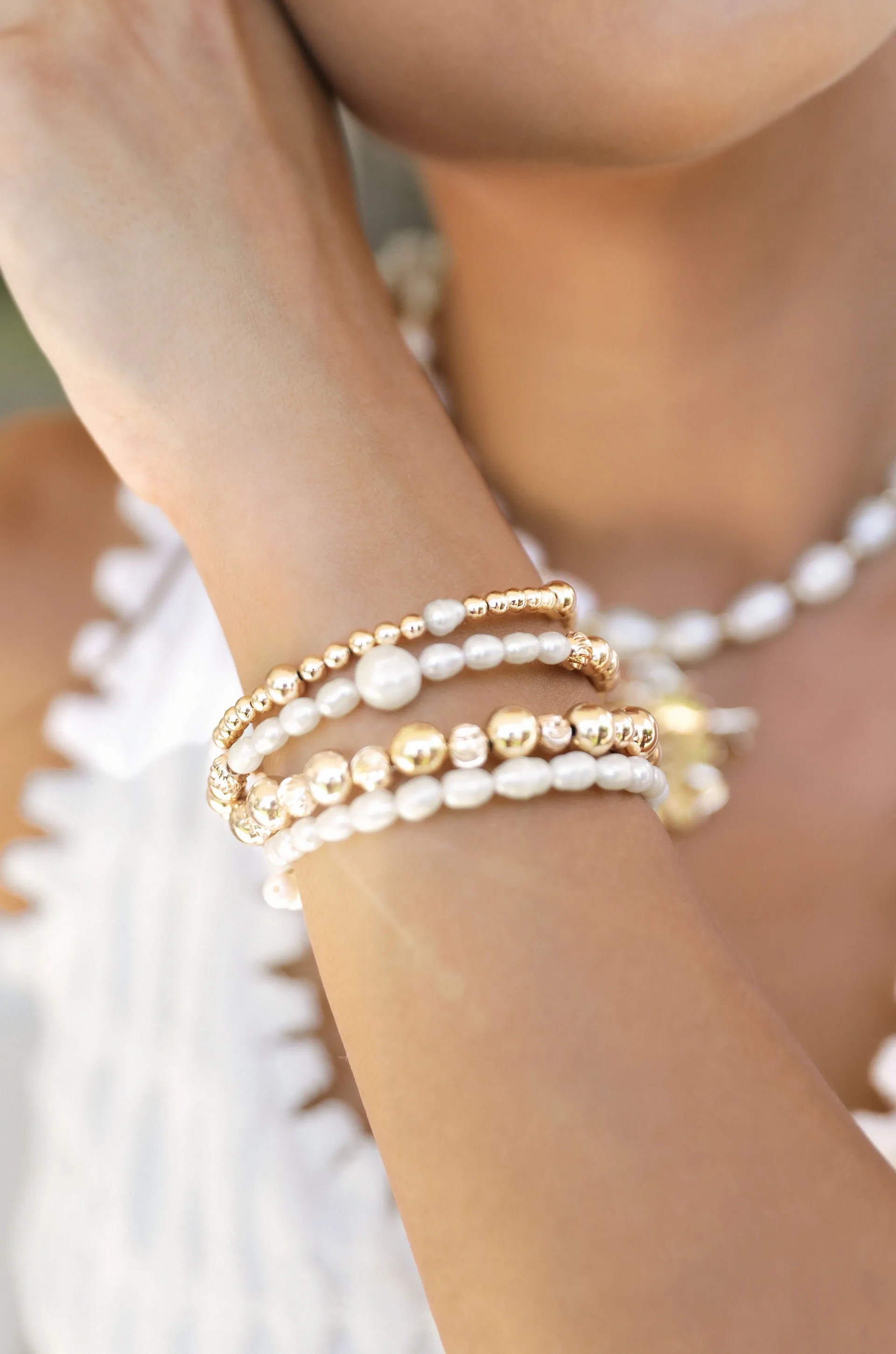 Freshwater Pearl Party Stack Bracelet Set