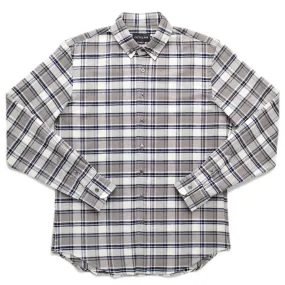 Grey & Blue Plaid Flannel Shirt