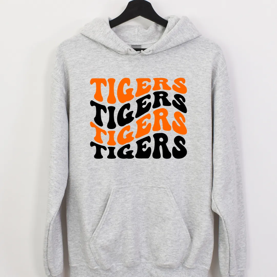 Groovy Two Color Tigers Grey Hoodie