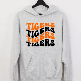 Groovy Two Color Tigers Grey Hoodie