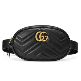 Gucci GG Marmont Belt Calfskin Matelasse 95 38 Black Leather Messenger Bag